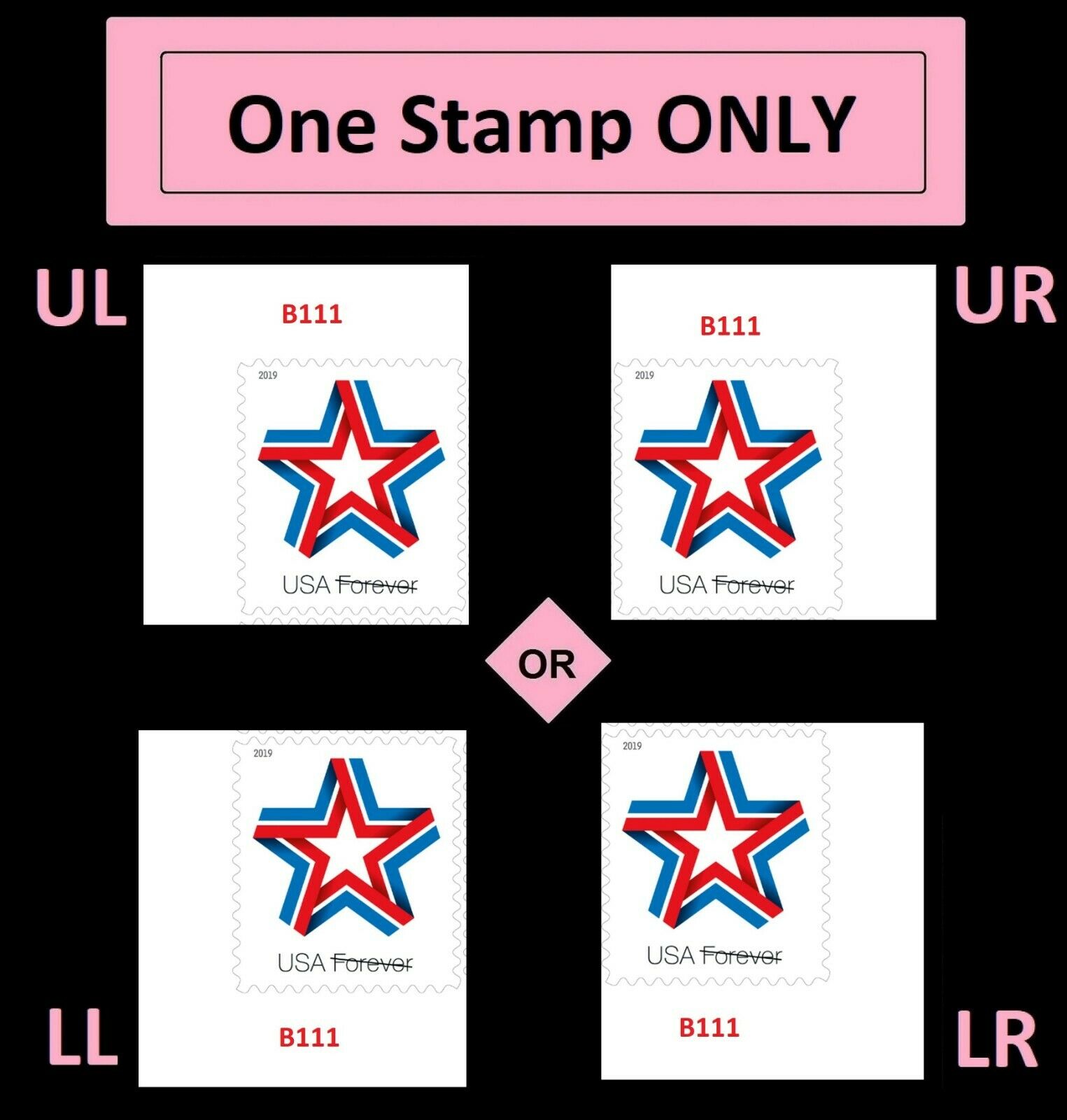 Purchase Postage Stamps: USPS Star Ribbon 2019 Forever Postage Stamps