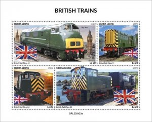 Sierra Leone - 2022 British Trains, British Rail - 4 Stamp Sheet - SRL220423a