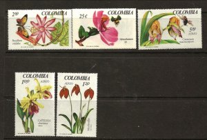 Colombia Sc 768-9, C489-91 NH issue of 1967- Flowers