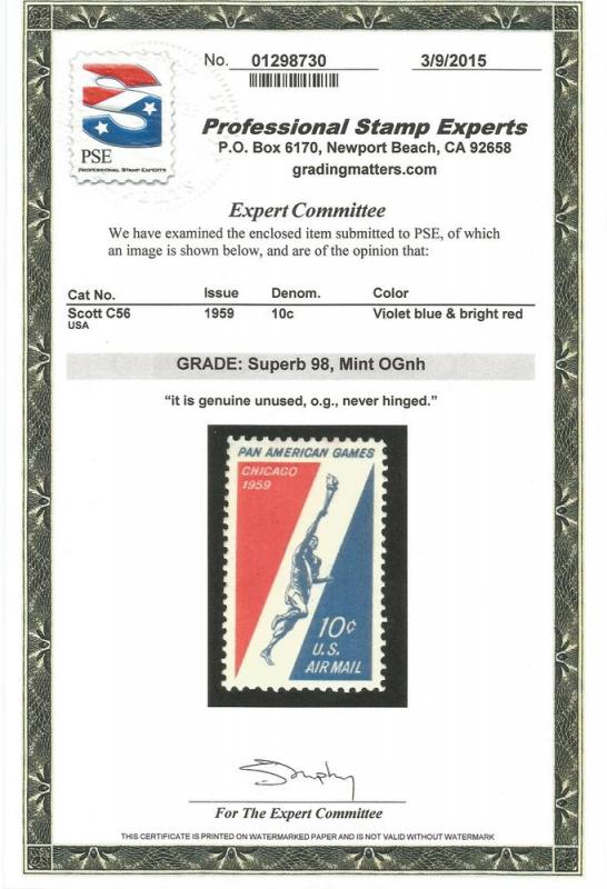 C56 Superb Grade 98 Pan AMERICAN Games 1959