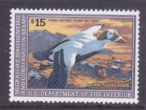 US RW59 MNH 1992 $15.00 Spectacled Eider Duck Hunting Stamp