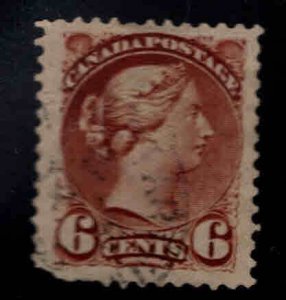 Canada Scott 43  Small Queen Victoria  6c rounded corner bottom left