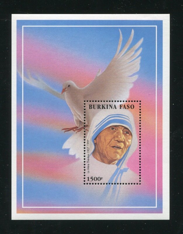 Burkina Faso 1097 Mother Teresa Souvenir Stamp Sheet MNH 1998