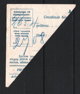 SWEDEN Money Order Receipt *FILIPSTAD* 1900 CDS Piece 25o 10o Stamps Used SS3906