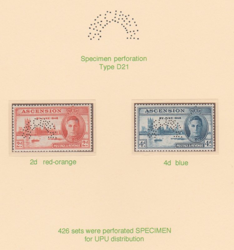 ASCENSION 1946  VICTORY   SPECIMEN   set of 2