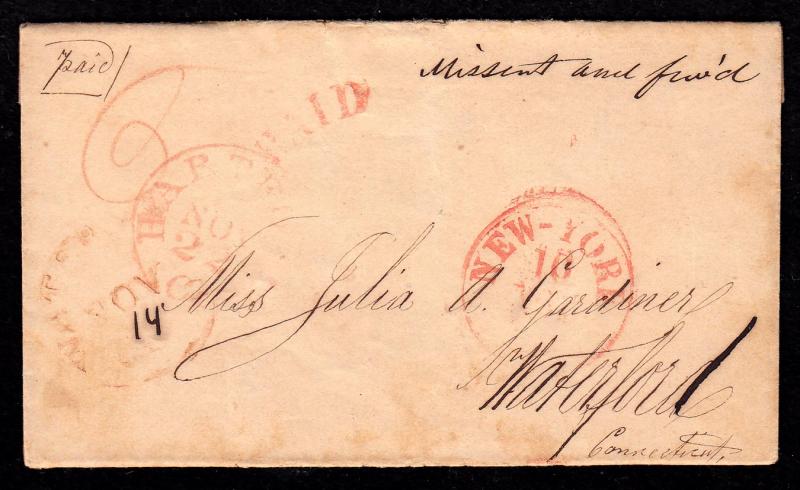 Stampless - NY Misent -  Great Markings!  plus Letter L@@K!