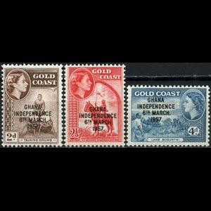 GHANA 1958 - Scott# 25-7 Indep.6th.Opt. Set of 3 LH