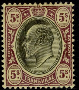 SOUTH AFRICA - Transvaal EDVII SG254, 5s black & purple/yellow, M MINT. Cat £45.