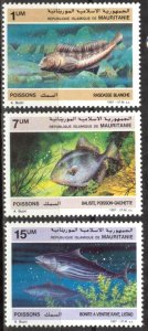 Mauritania 1987 Marine Life Fishes Set of 3 MNH