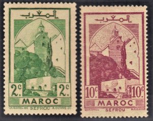 FRENCH MOROCCO SCOTT #150,153 USED 2c,10c 1939-42