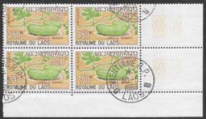 Laos #177 used block of 4 lower right corner.  Watermelon 1968