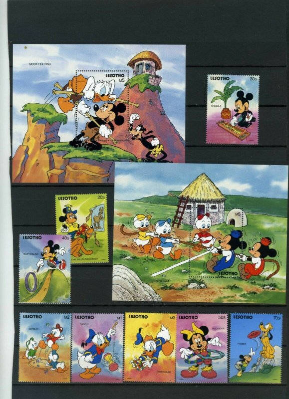 LESOTHO 1991 WALT DISNEY GAMES SET OF 8 STAMPS & 2 S/S MNH 