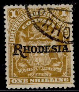 RHODESIA EDVII SG107, 1s bistre, FINE USED. Cat £10.