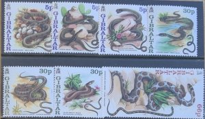 GIBRALTAR 2001 SNAKES SG960/966  UNMOUNTED MINT