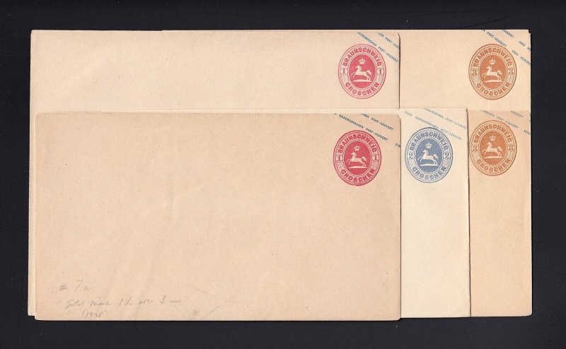 GERMAN STATES: BRUNSWICK Michel #U7a/U12B Mint Envelopes