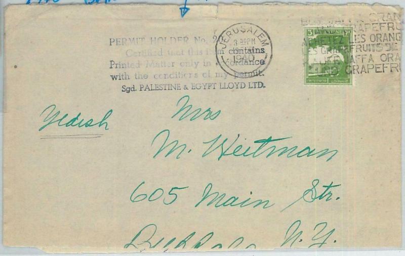 77877 - PALESTINE - POSTAL HISTORY -  advertising on COVER  1940  fruit ORANGES 