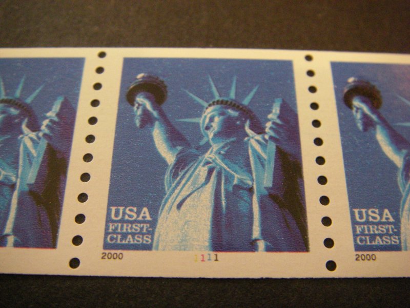 Scott 3452, 34c nondenominated Statue of Liberty, PNC7 #1111, MNH Coil Beauty