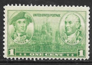 USA 790: 1c John Paul Jones and John Barry, MNH, F-VF