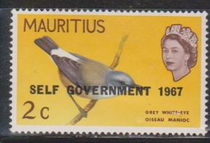 MAURITIUS Scott # 306 MH - Bird With Overprint