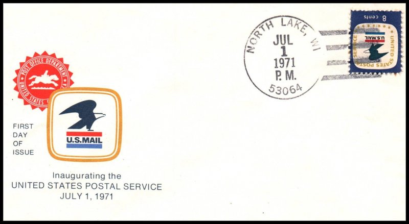 US 1396 USPS North Lake,WI USPS U/A FDC