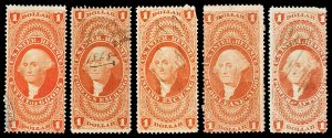 Scott R67c, R68c, R69c, R70c, R75c $1.00 Revenues Used Fine+ Cat $11.45