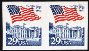 US 2609a MNH VF/XF 29 Cent Flag Over White House Imperforate Pair/Smudge