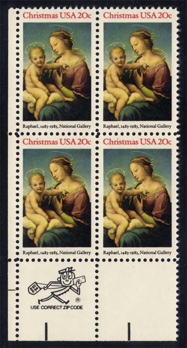 US #2063 Madonna and Child Zip Block of 4; MNH (1.65)