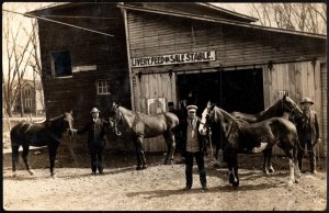 Vintage US Postcard R.P.P.C. Livery, Feed or Sale Stable