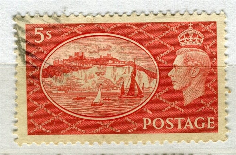 BRITAIN; 1951 early GVI pictorial issue fine used Shade of 5s. value