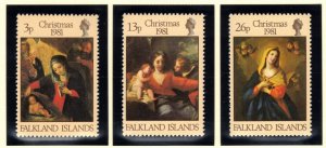 FALKLAND ISLANDS 1981 Christmas; Scott 331-33, SG 409-11; MNH