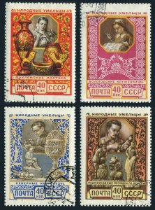 Russia 1924-1927, CTO. Mi 1930-1933. National Handicrafts, 1957. Hohloma,Vologda