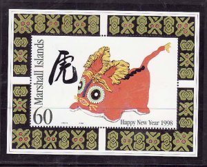 Marshall Is.-Sc#651- id7-unused NH sheet-Chinese New Year of the Tiger-1998-