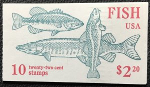US #BK154 (1) (2209a) MNH 2 Booklet Panes of 5 Fish SCV $10.00