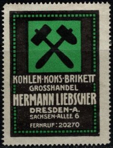1930's Vintage German Poster Stamp Wholesale Coal-Coke & Briquettes
