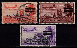 Egypt 1953 Airmail Egypt-Sudan King Farouk obliterated, Part Set [Used]