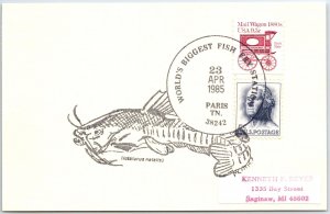 US SPECIAL POSTMARK EVENT CARD WORLD'S BIGGEST FISH FRY STATION PARIS TENN '85 c