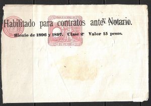 PUERTO RICO 1896-97 15p on 25p Notary Contracts Revenue Stamp Paper Unused