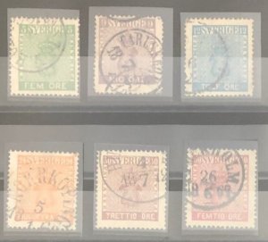 Sweden 1858 Coat of Arms full set of 6 cancelled stamps in perfect condition