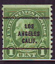 Los Angeles CA, 597-63 Bureau Precancel, 1¢ coil Franklin