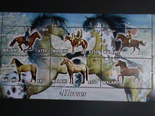 Malawi Stamp:2012-Beautiful Horses MNH Stamp sheet-