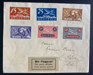 1923 Switzerland Early Early Airmail Cover To Ruti Sc#C3-C9 I’m