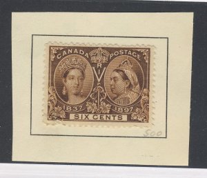 Canada Victoria Jubilee Stamp #55-6c Stuck to Paper Filler Guide Value = $200.00