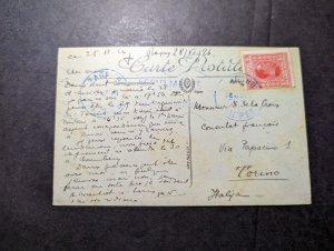 1926 Yugoslavia RPPC Postcard Cover to Torino Italy