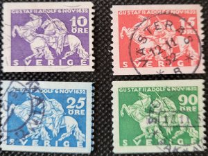 Sweden, 1932, set of 4, #232-35, coil, Gustaf II, used, SCV$4.00