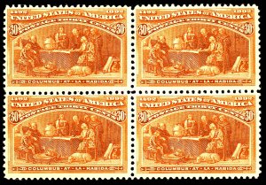 U.S. #239 MINT BLOCK OG LH