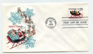 2428 Christmas 1989 Sleigh, Farnam, HF, FDC