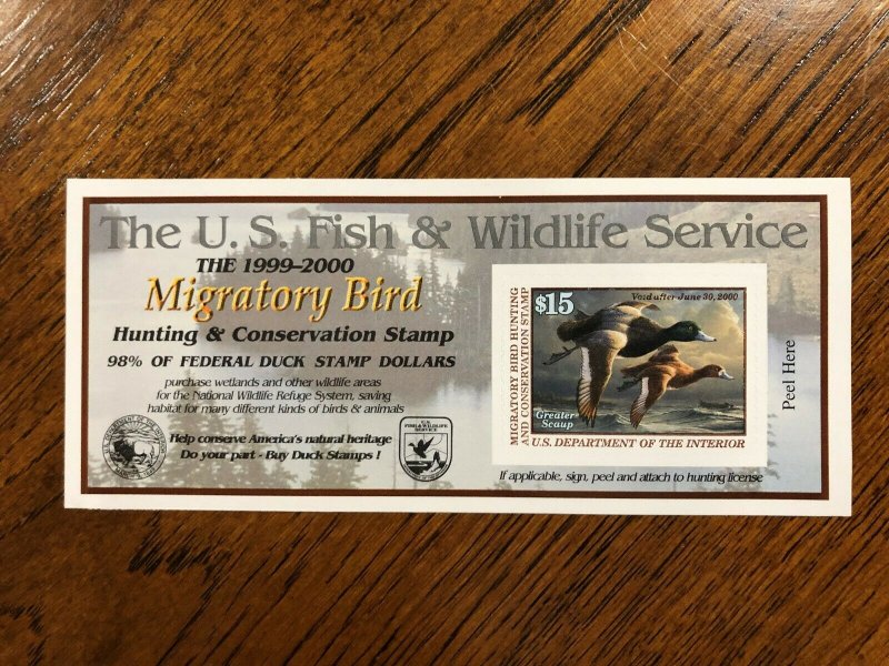 RW 66A 1999 $15.00 Greater Scaup Duck Stamp, Mint Never Hinged