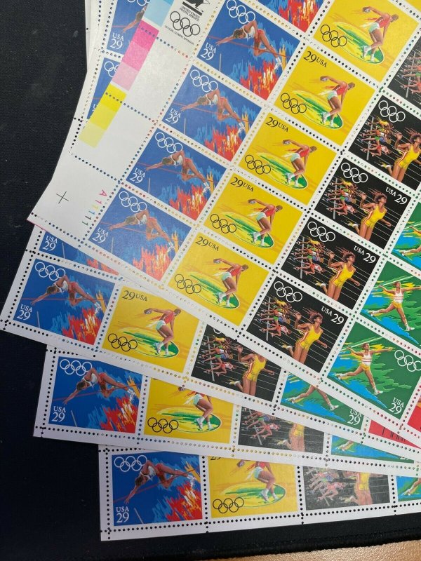 US Scott 2553-57 29c  1992 Olympics 4 Matched Pl. Nos. A11111 NH Sheets of 40