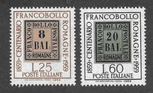 Italy Scott 789-90 MNHOG 1959 Centenary of Romagna Stamps Issue