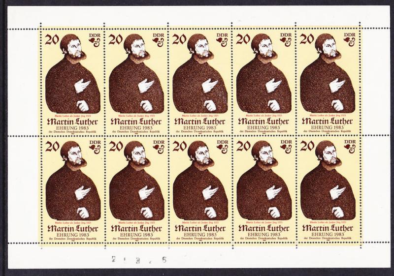 DDR 1982 Martin Luther Sheet Scott (2309a) MNH